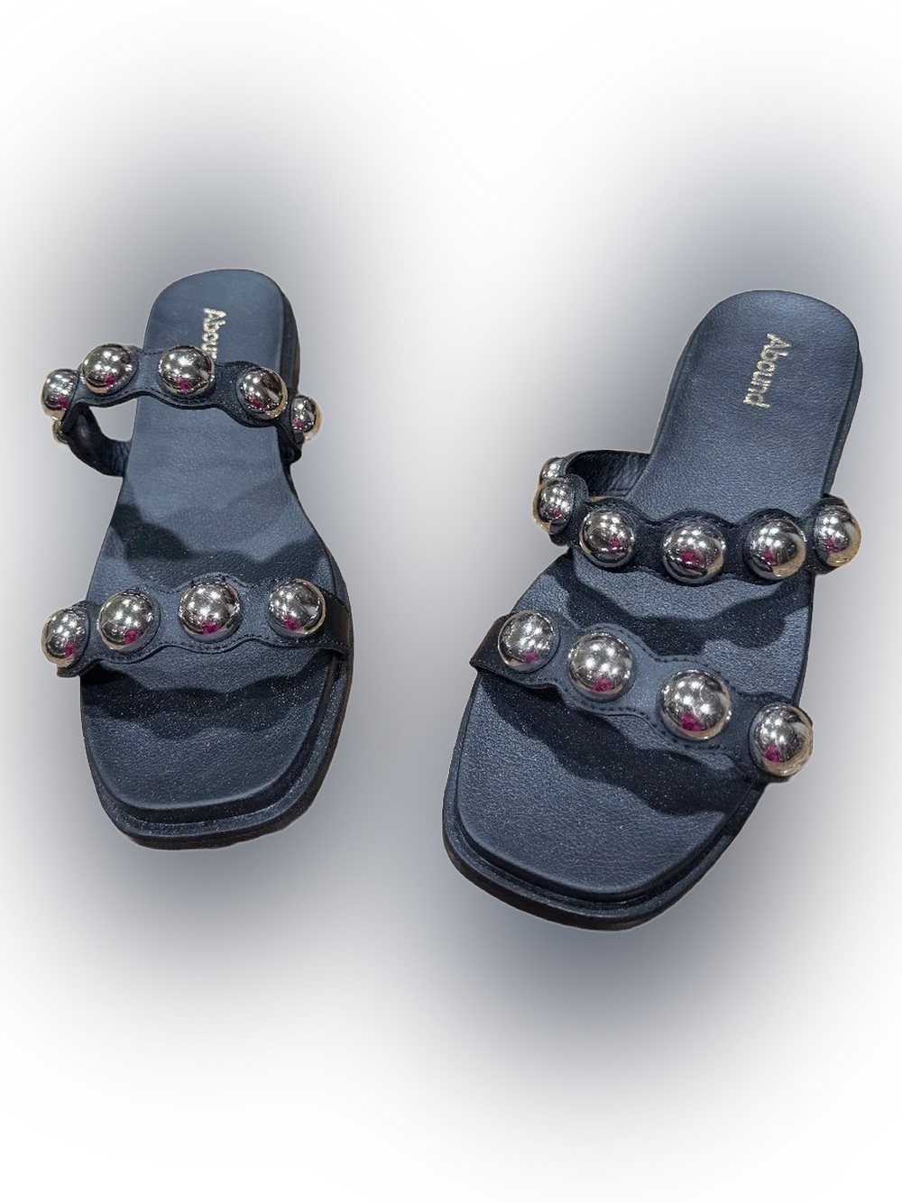 Black Stud-Embellished Slide Sandals - Women